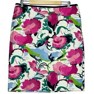 Talbots 100% Cotton Bright Multi-Color Lined Floral A-Line Skirt